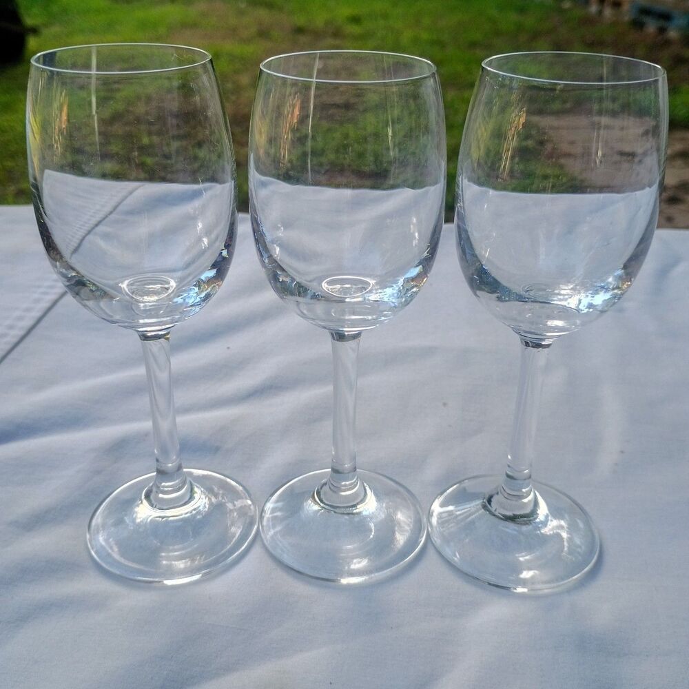 Set of 3 Stemmed Crystal Cordial Glasses Aperitif 4” Small Dessert Liqueur